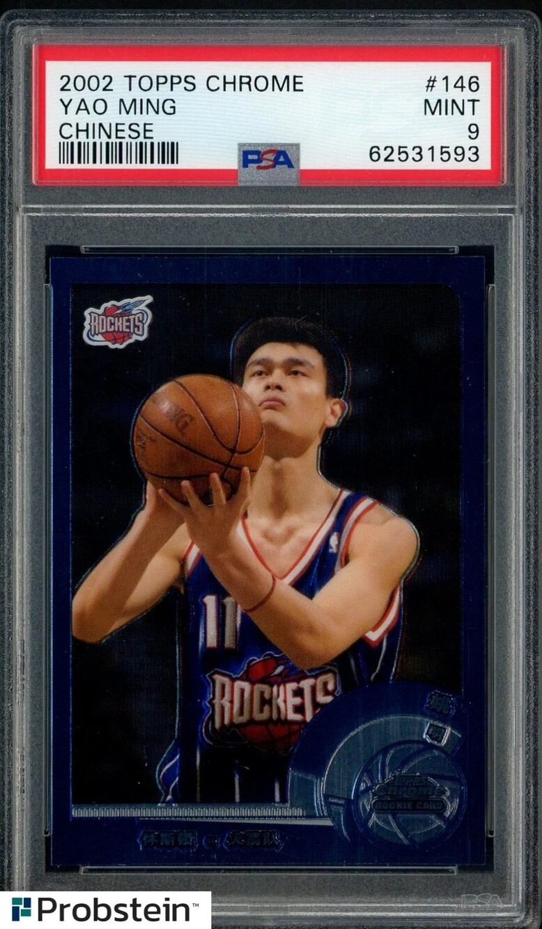 2002 Topps Chrome Yao Ming Chinese Rookie Card PSA 9